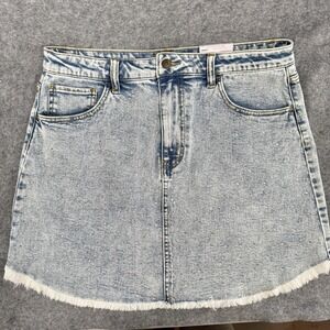 NWT SO Goods For Life Denim Mini Skirt W/Rhinestones Juniors 15 Womens L Frayed